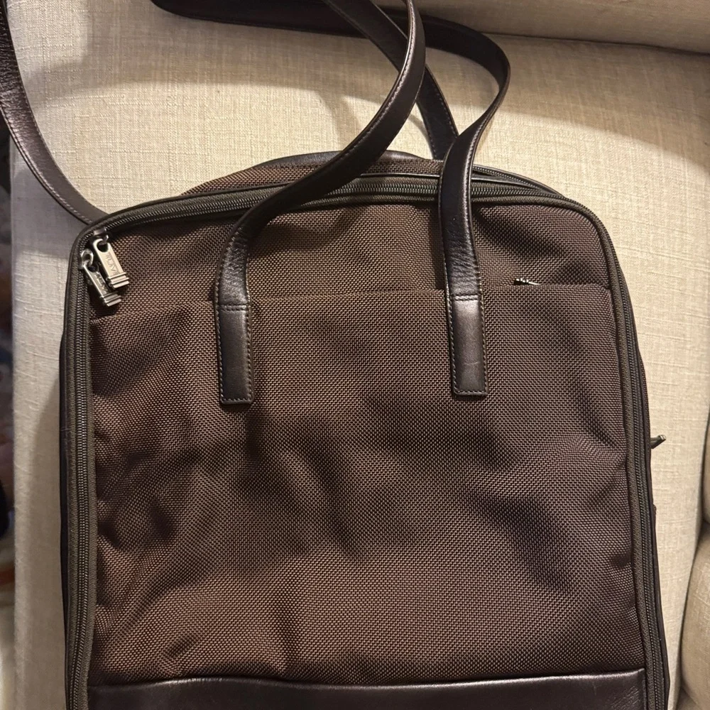 Tumi Brown Nylon and Leather Laptop Bag